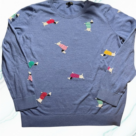 Talbots Dachshund Blue Sweater with Doxie Dog Pattern - Picture 4 of 10